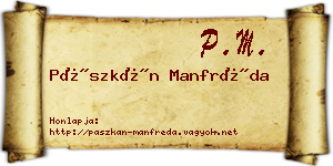 Pászkán Manfréda névjegykártya